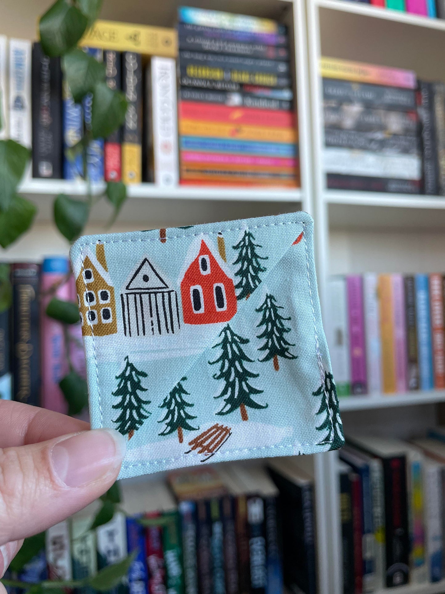 Light Blue Winter Village Corner Bookmark