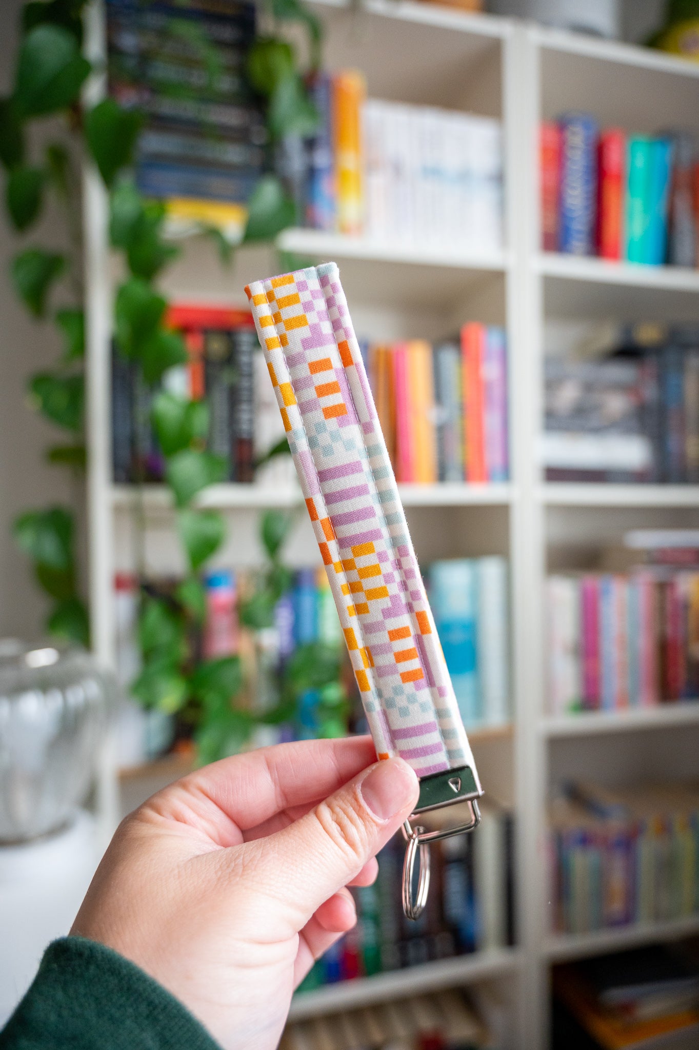 Multi-Colored Checkered Wristlet Keychain
