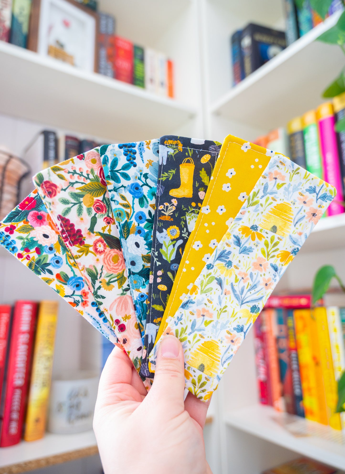 Red/Pink Flowers Fabric Bookmark