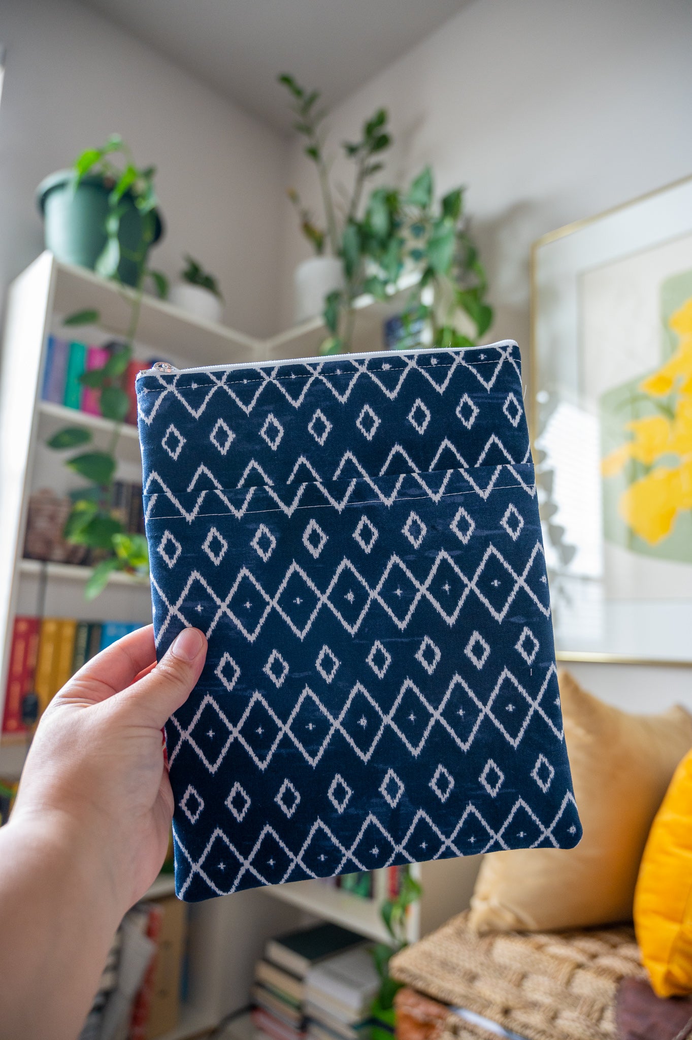 Dark Blue Geometric Book Sleeve