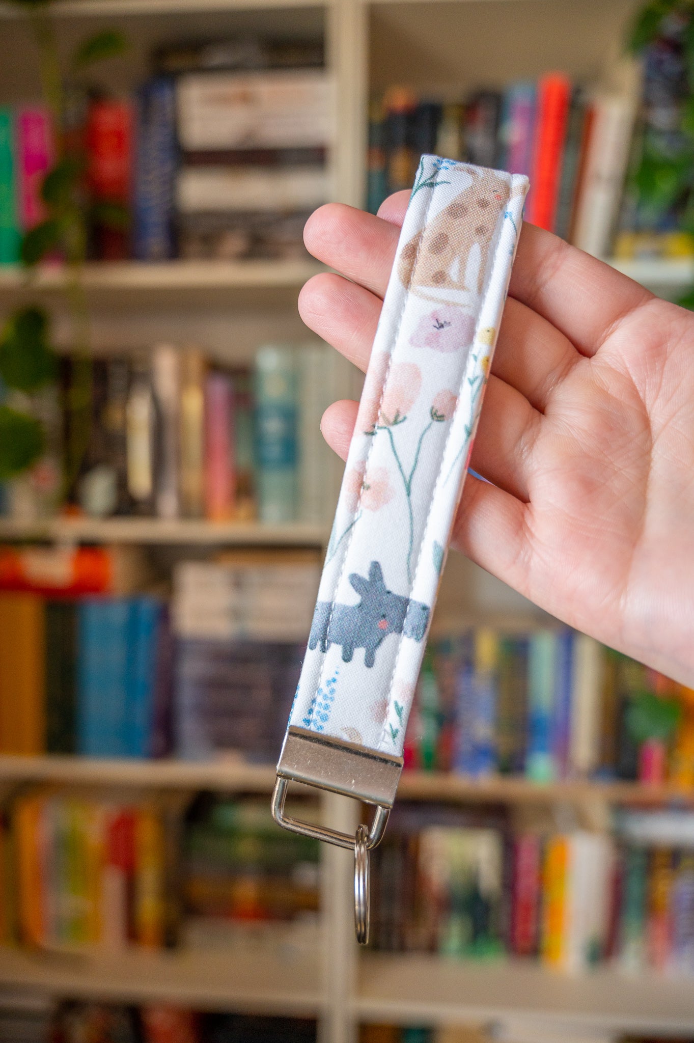 Floral Dogs Wristlet Keychain