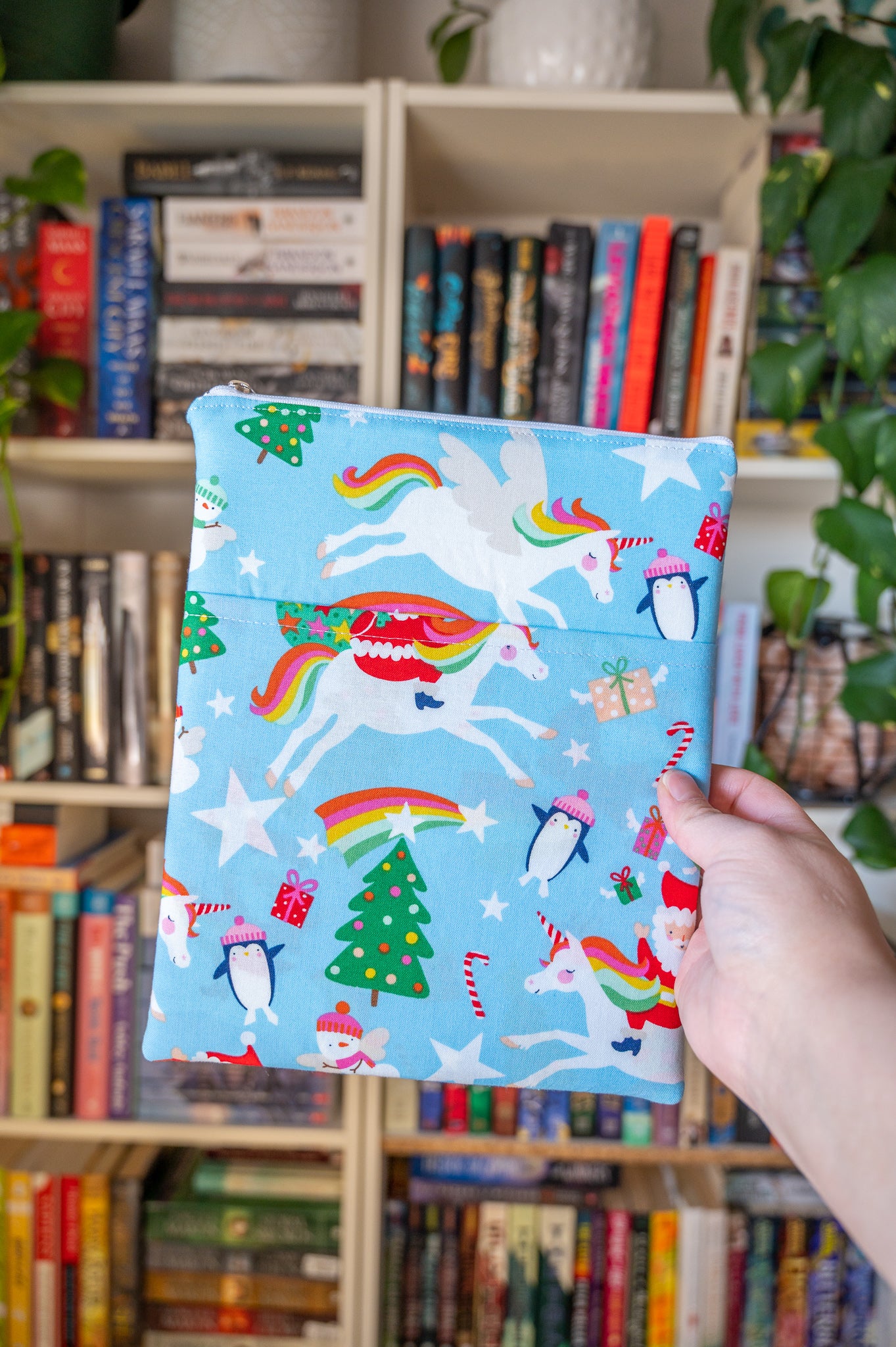 Santa on a Unicorn Book Sleeve