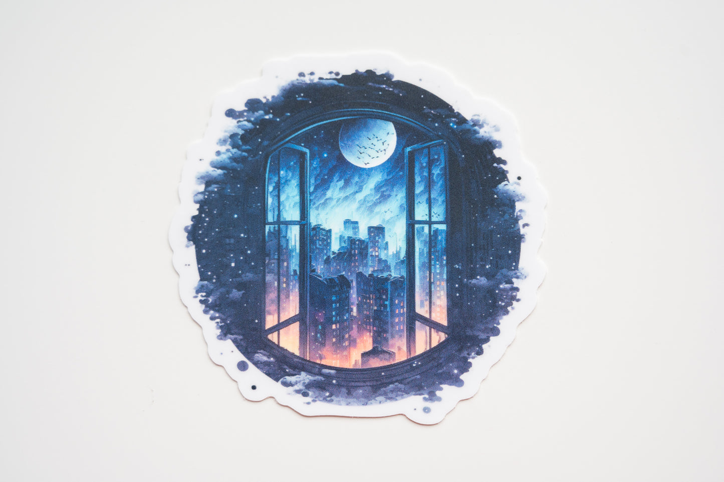 Cloudy Blue Neon City Vinyl Sticker