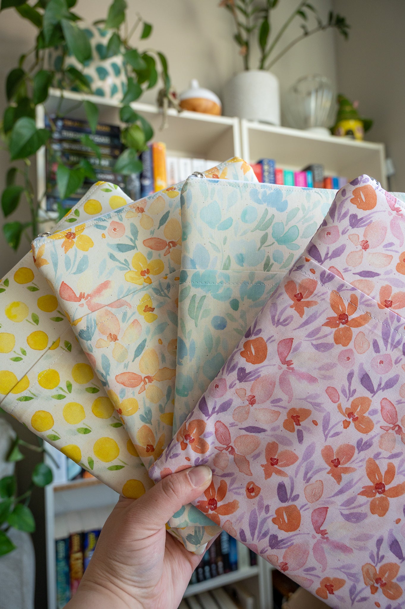 Lemon Floral Watercolor Book Sleeve With Zipper