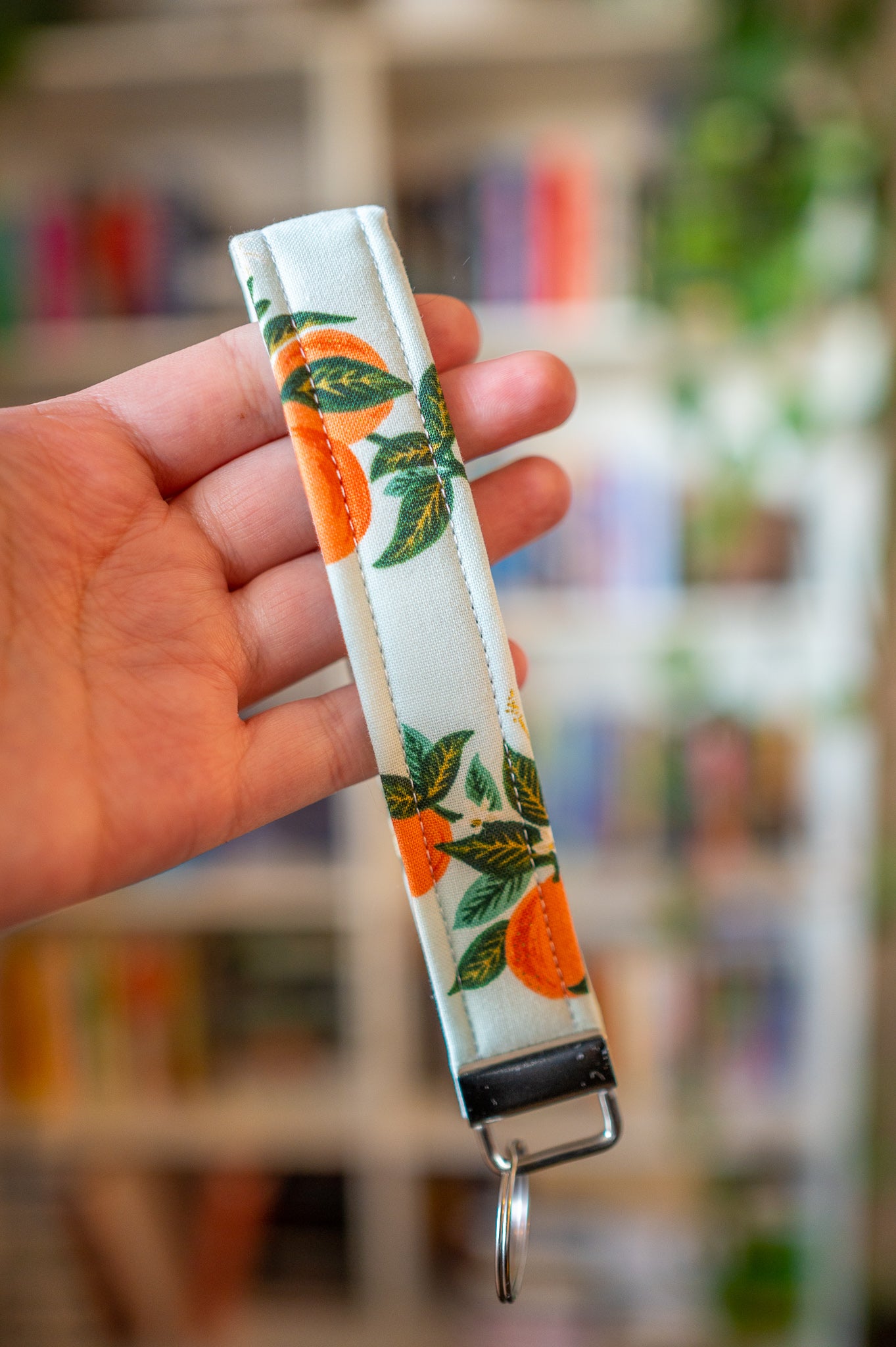 Mint and Oranges Wristlet Keychain