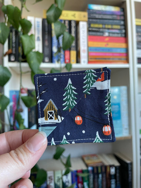 Dark Blue Winter Village Corner Bookmark