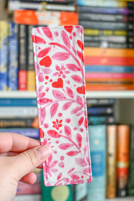 Heart Leaves Fabric Bookmark