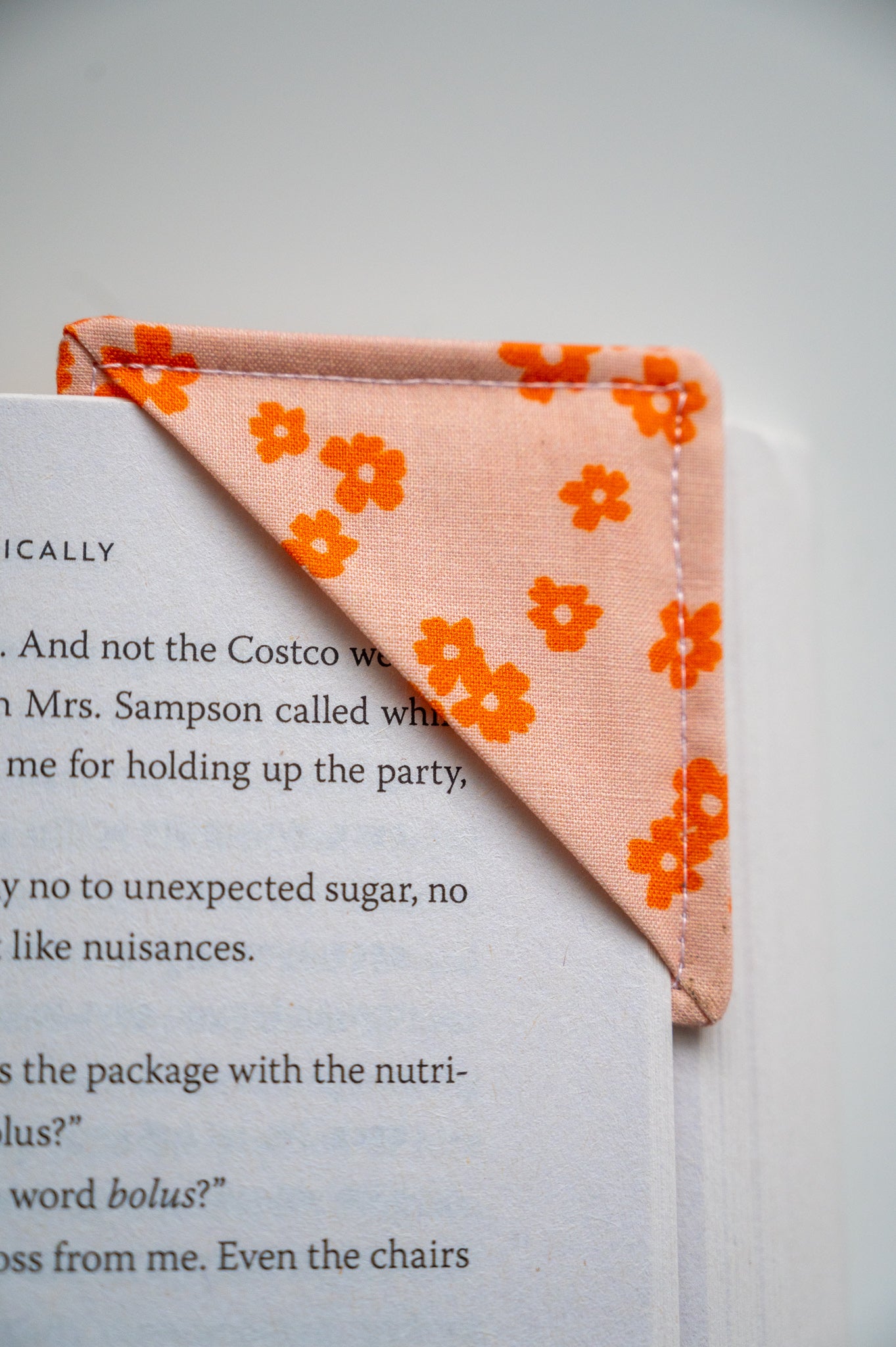 Small Orange Florals Corner Bookmark