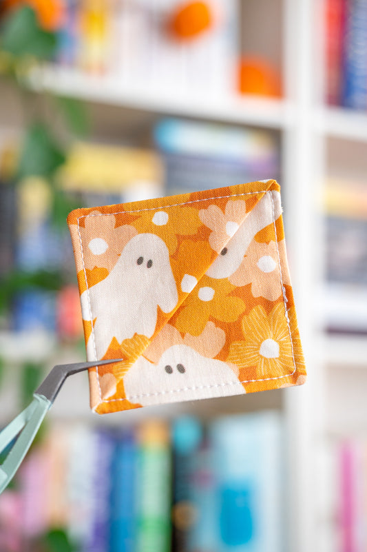 Orange Floral Ghosts Corner Bookmark