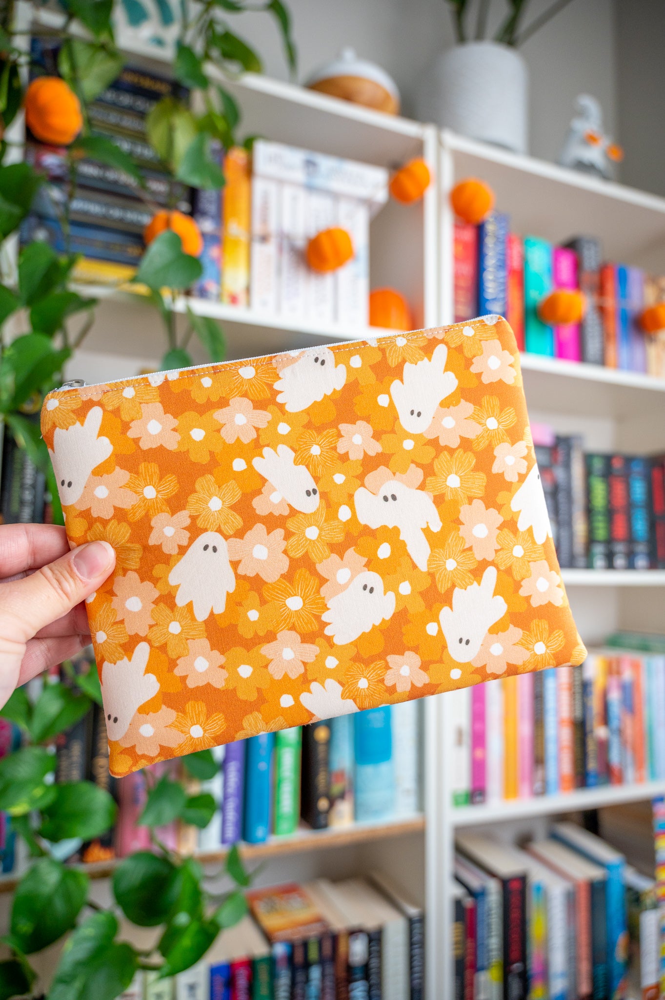 Orange Floral Ghosts Kindle Sleeve
