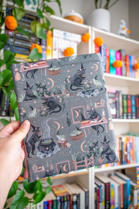 Goblincore Cats and Frogs Book Sleeve