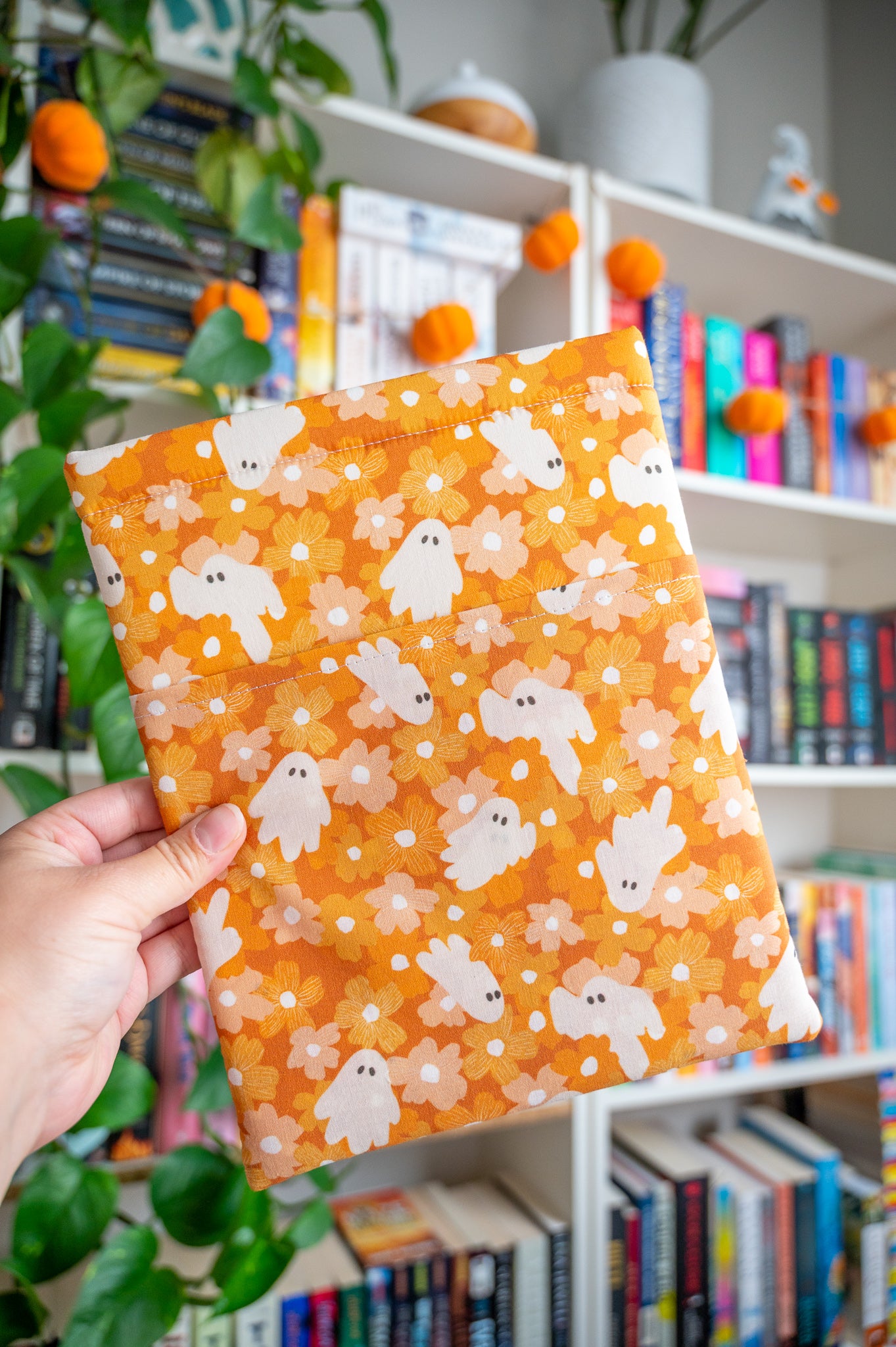 Orange Floral Ghosts Book Sleeve