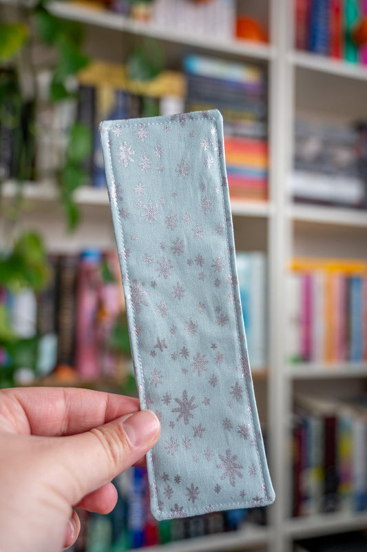 Silver Metallic Snowflakes Fabric Bookmark