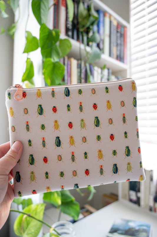 Beetles and Bugs in Khaki E-Reader Sleeve
