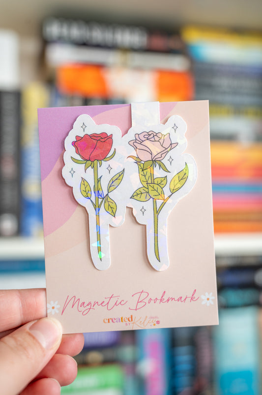 Pink and Red Rose Magnetic Bookmark