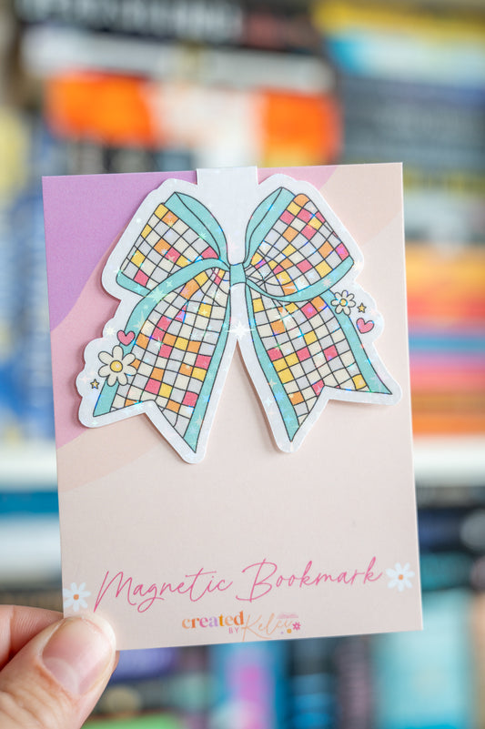 Blue Disco Bow Magnetic Bookmark