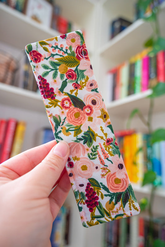 Red/Pink Flowers Fabric Bookmark