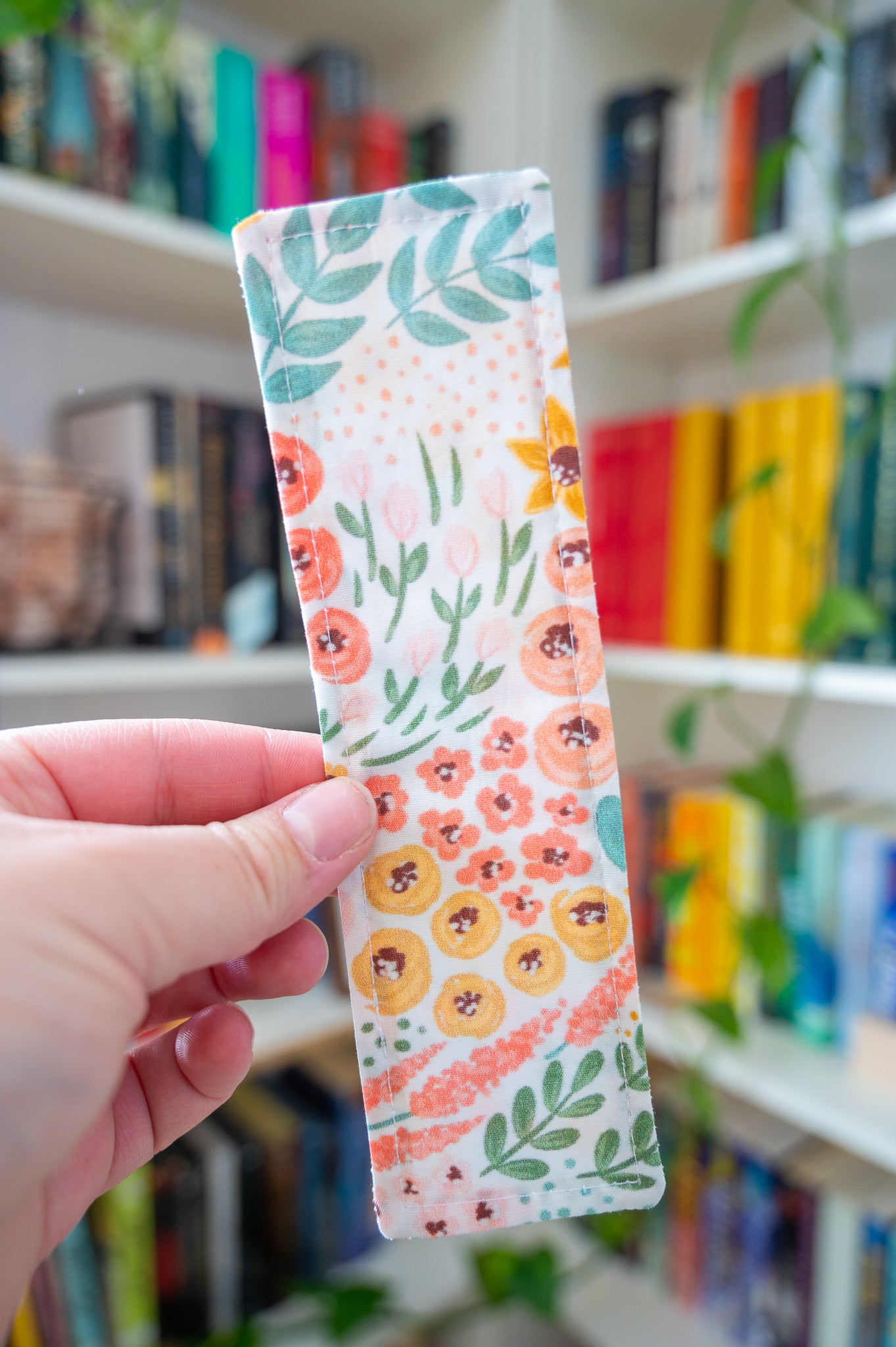 White Floral Fabric Bookmark