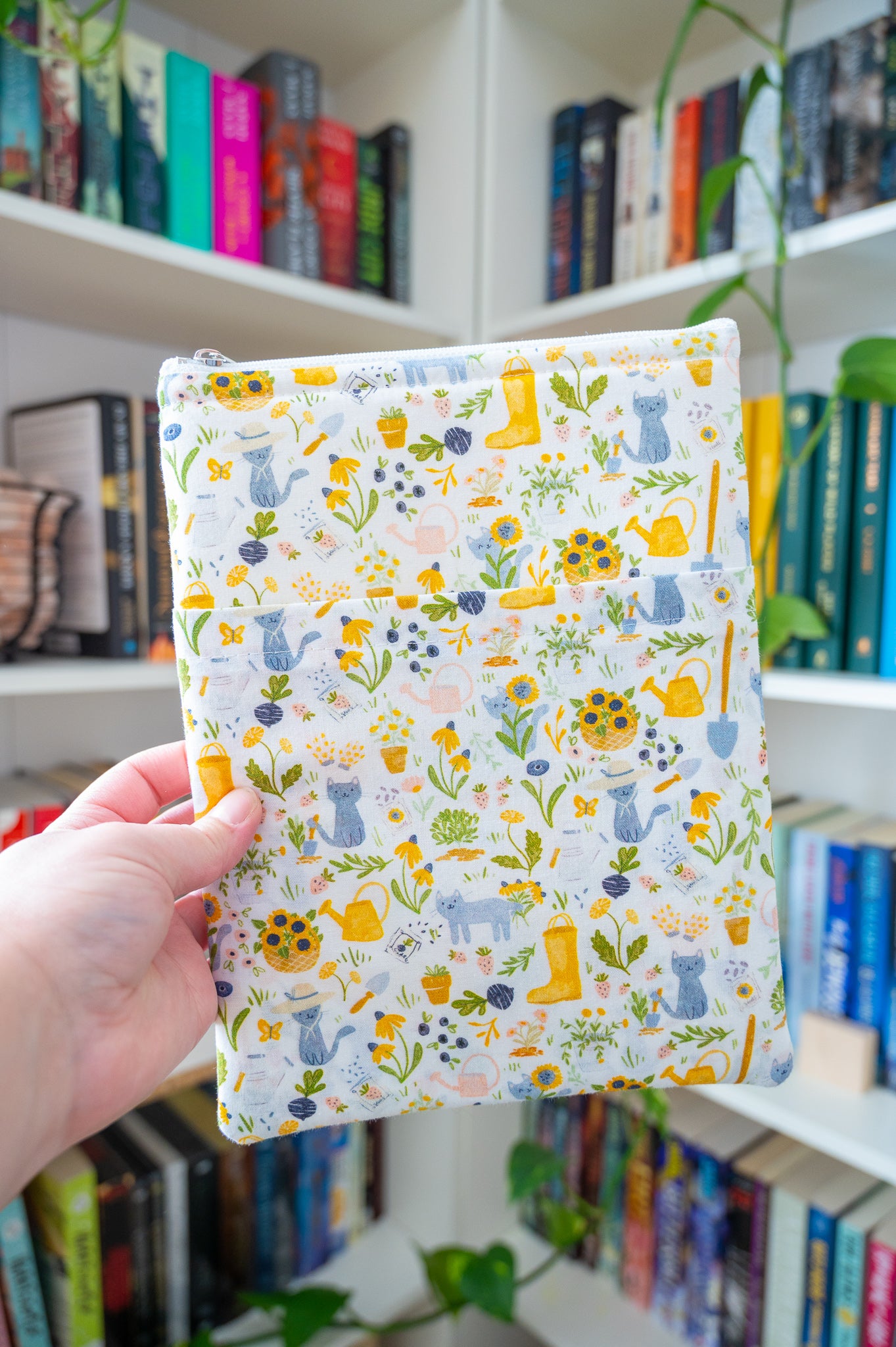 White Cats in the Garden Book Sleeve With Zipper