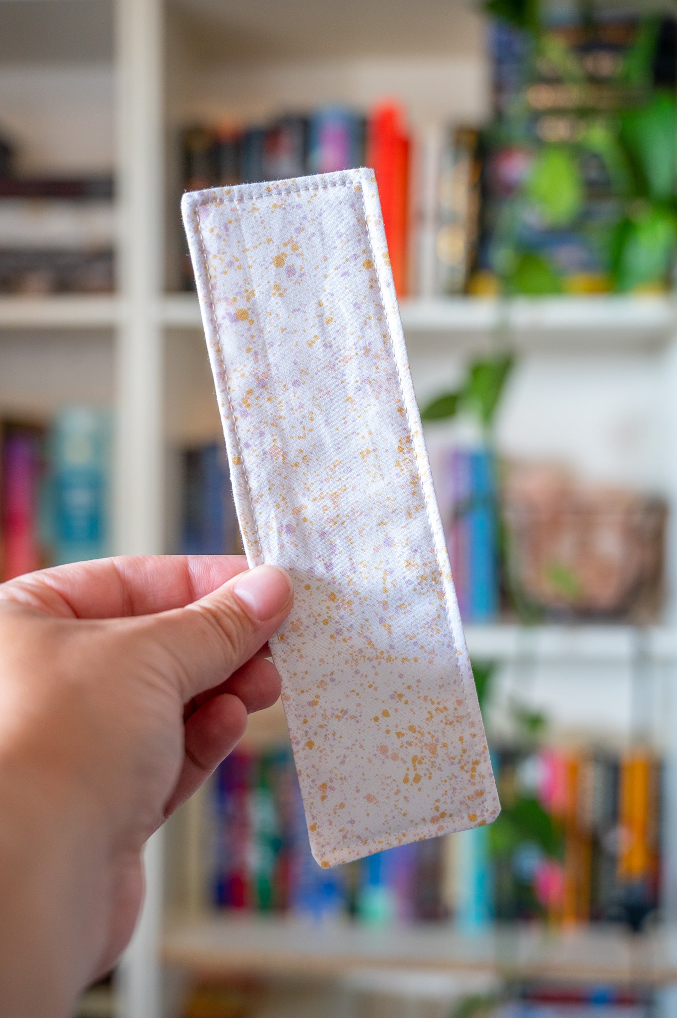 Yellow and Purple Speckle Fabric Bookmark