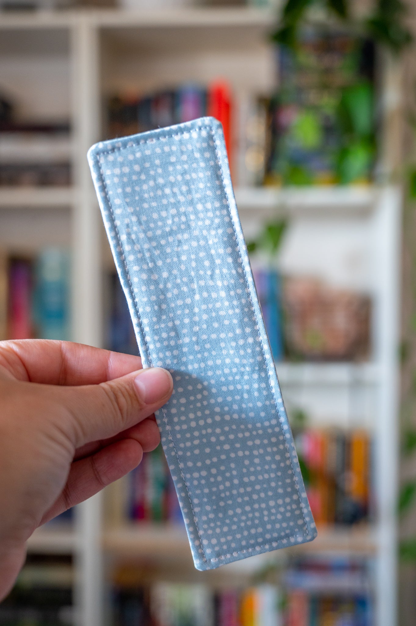 Blue Polka Dot Fabric Bookmark