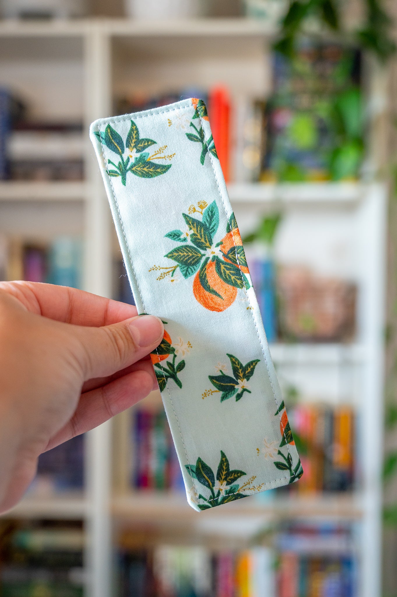 Mint and Oranges Fabric Bookmark