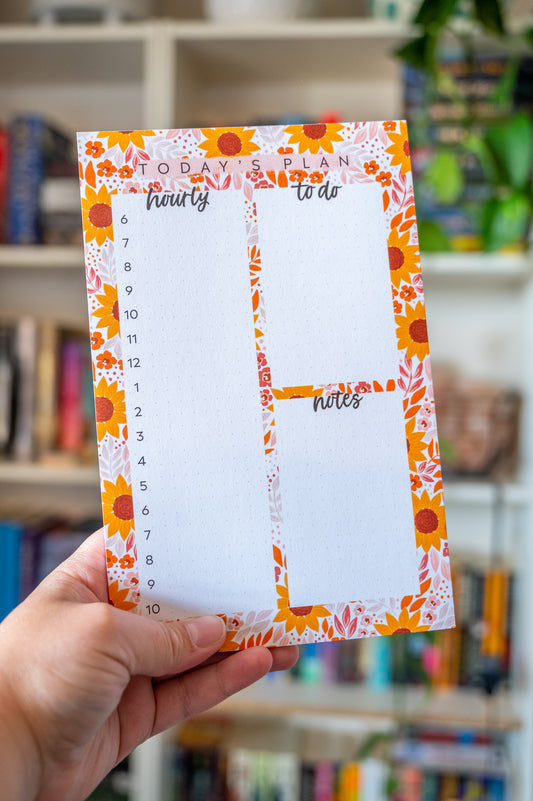 Sunflower Field Daily Planner Notepad, 8.5x5.5 in.