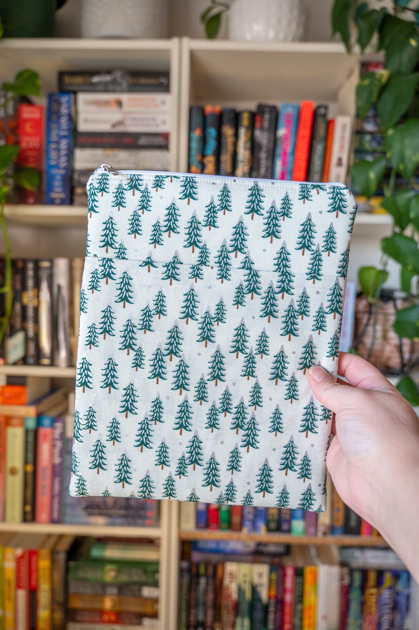 Snowy Pine Trees Book Sleeve (Metallic)
