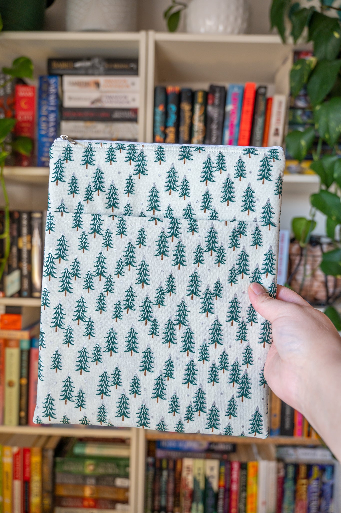 Snowy Pine Trees Book Sleeve (Metallic)