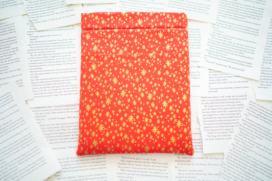 Red and Gold Metallic Stars Book Sleeve