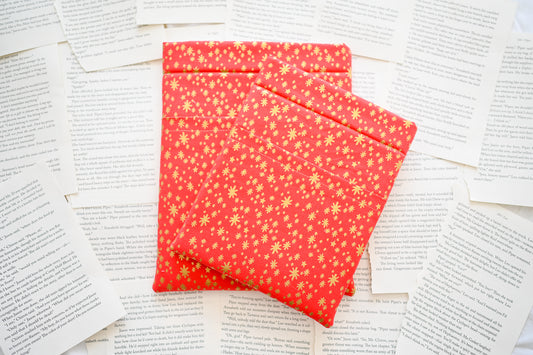 Red and Gold Metallic Stars Book Sleeve
