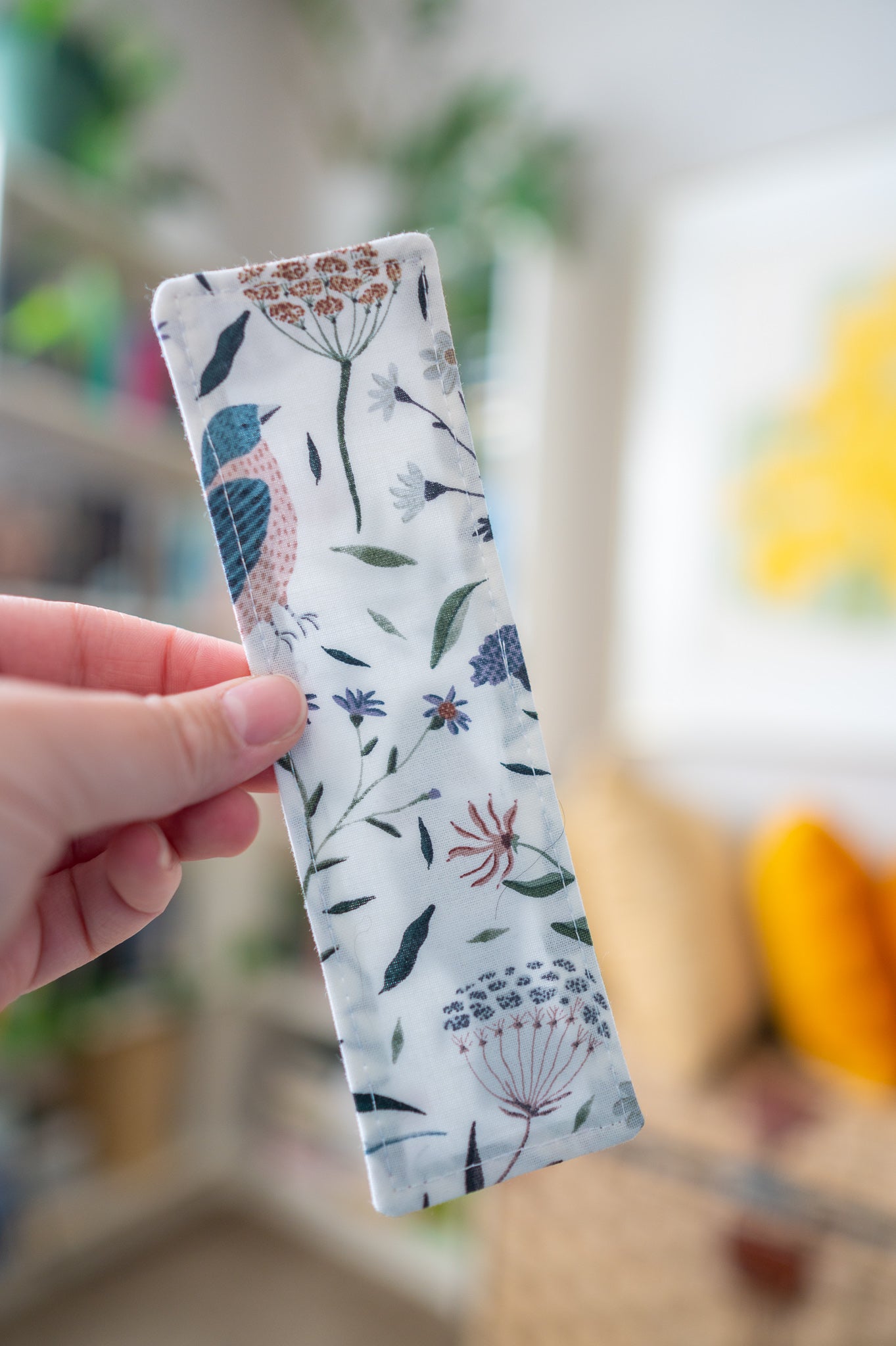 Birds and Flowers Fabric Bookmark