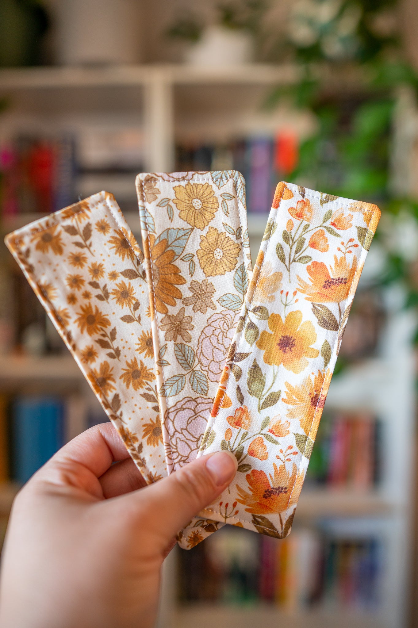 Vintage Fall Flowers Fabric Bookmark