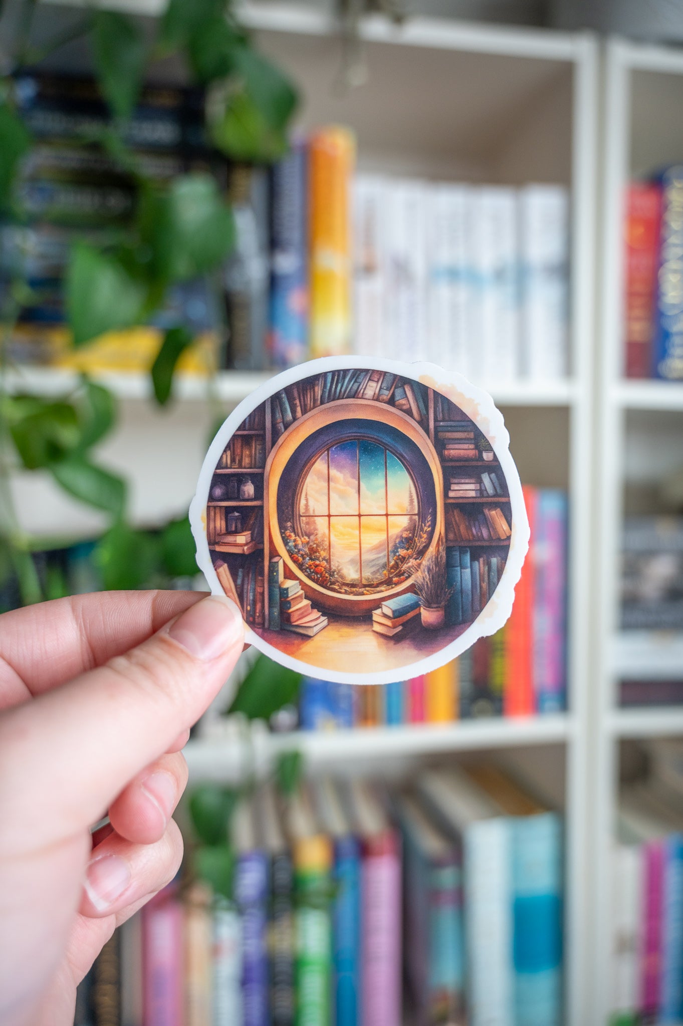 Round Home Library With Magical Window Vinyl Sticker