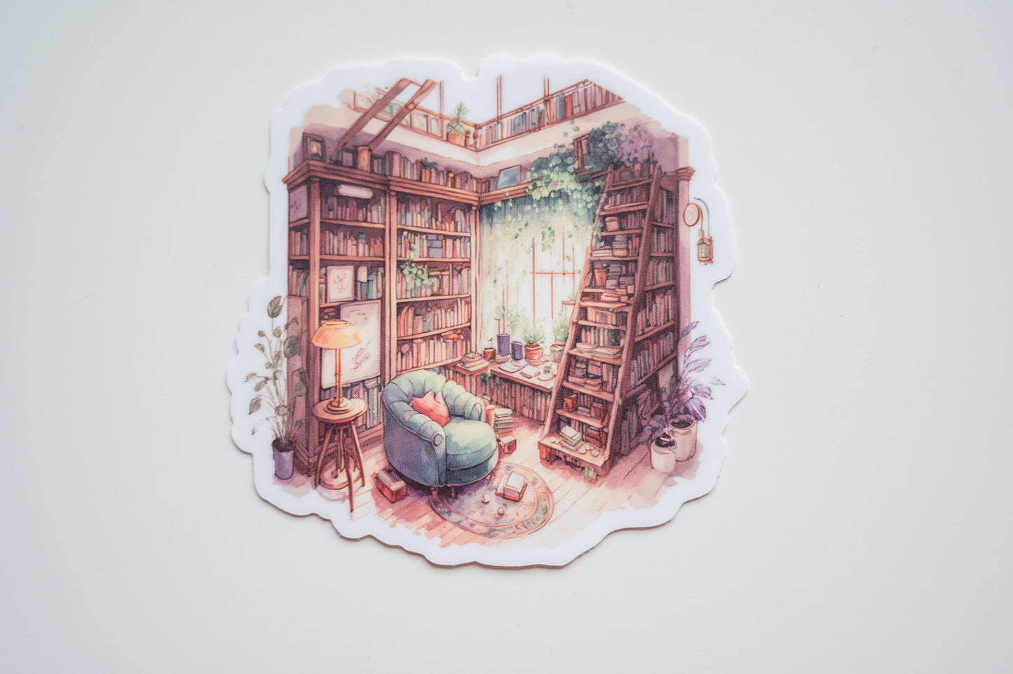 Cozy, Tall Home Library Vinyl Sticker