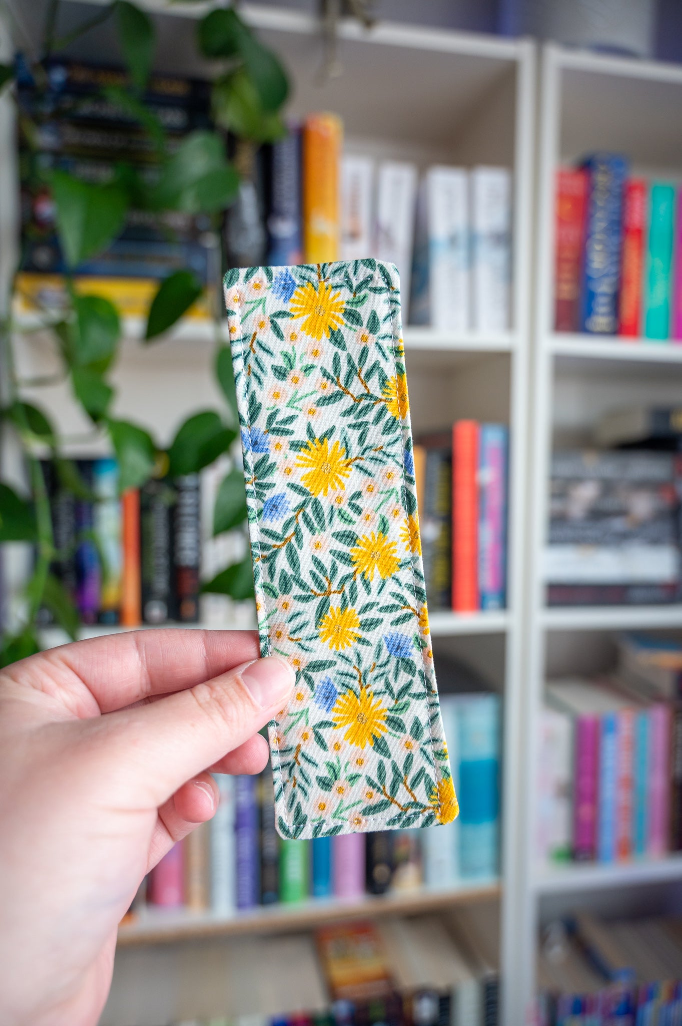 Daisy Fields in Cream Fabric Bookmark