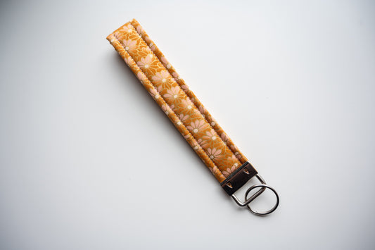 Metallic Floral Wristlet Keychain