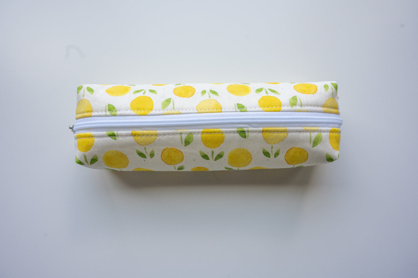 Lemon Floral Watercolor Boxy Pencil Pouch