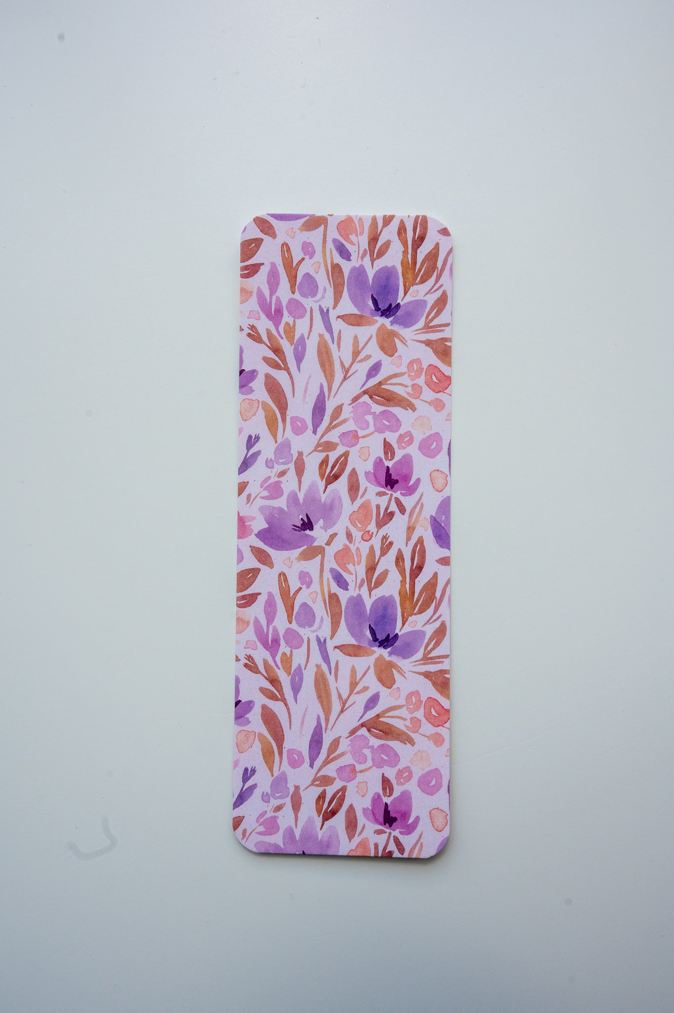 Purple and Brown Floral Watercolor Bookmark