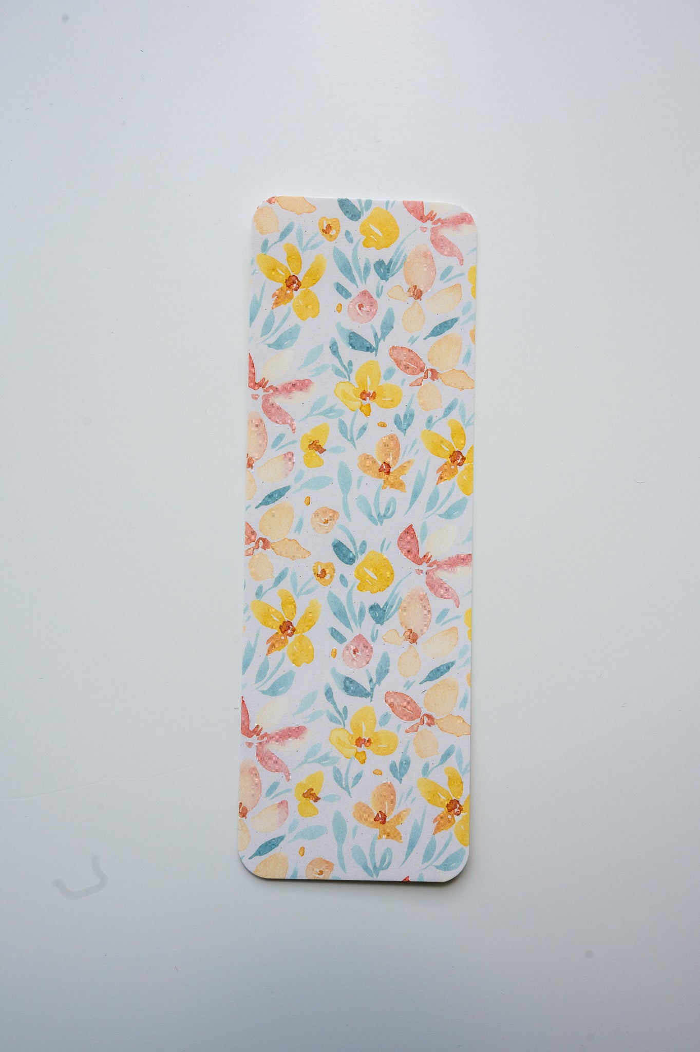 Yellow and Blue Floral Watercolor Bookmark