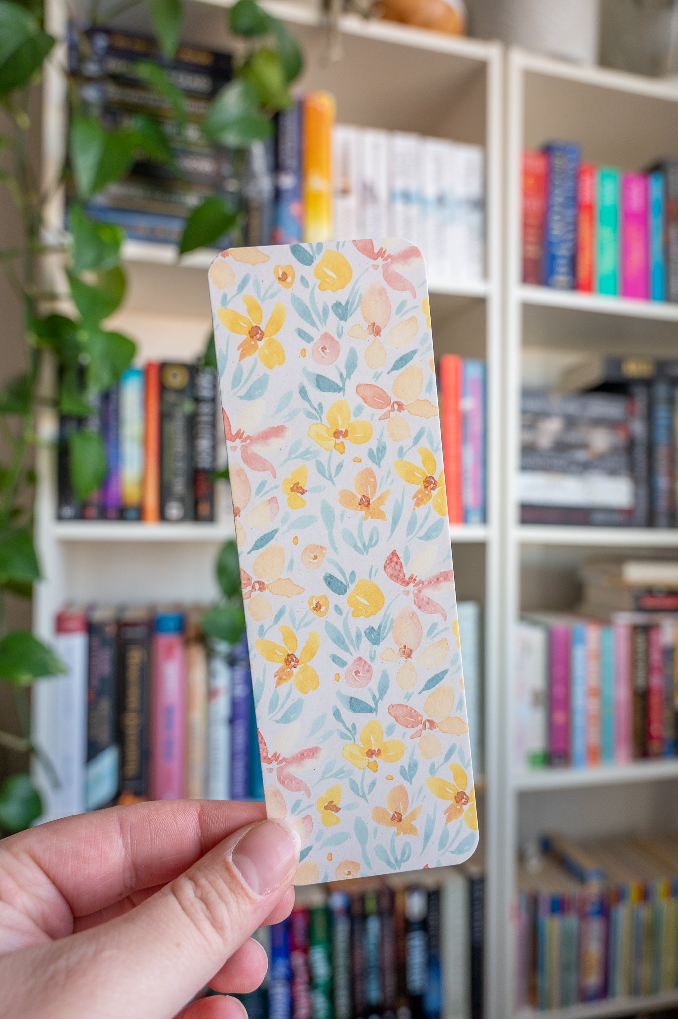 Yellow and Blue Floral Watercolor Bookmark